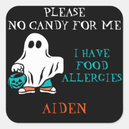 Halloween Allergy Alert Ghost Matar inte barn Fyrkantigt Klistermärke