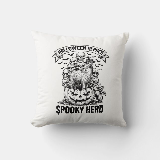 Halloween Alpaca Tröja Vintage Skalle Pumpa Design Kudde (Framsida)