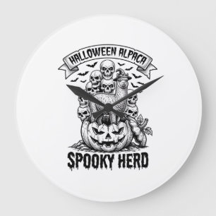 Halloween Alpaca Tröja Vintage Skalle Pumpa Design Stor Klocka