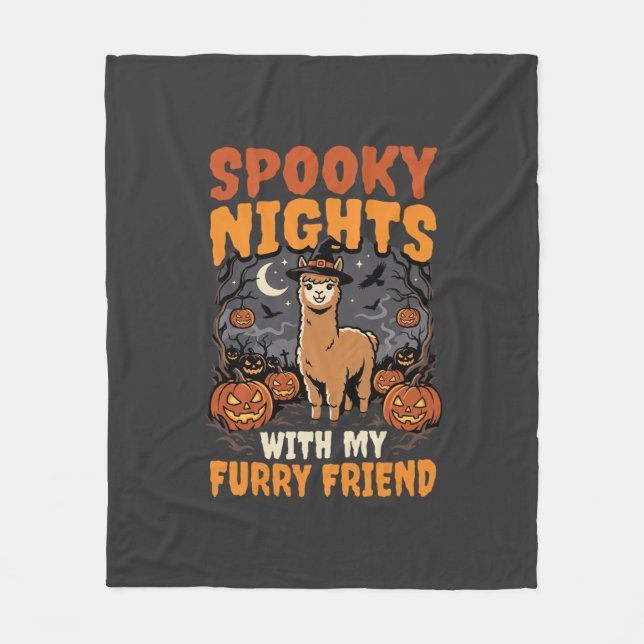 Halloween Alpacka Natt Fleecefilt (Framsidan)