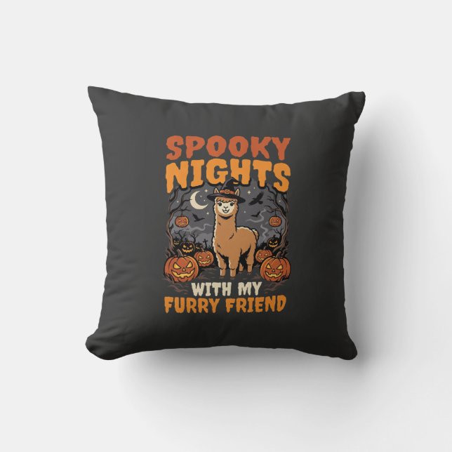 Halloween Alpacka Natt Kudde (Framsida)