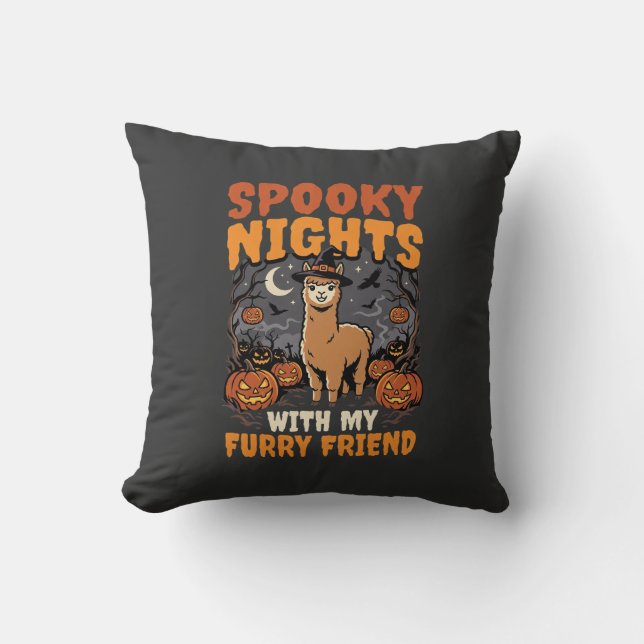 Halloween Alpacka Natt Kudde (Framsida)