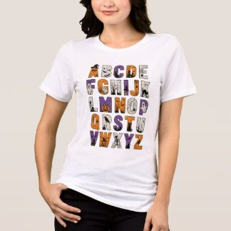Halloween Alphabet T-Shirt, Spooky ABC Letters T Shirt