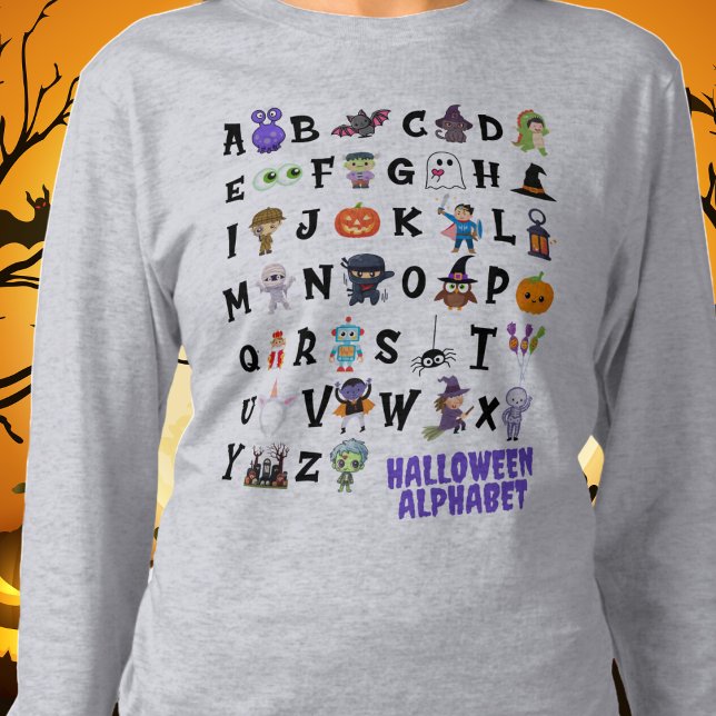 Halloween Alphabet Teacher Långärmad Tshirt T Shirt (Skapare uppladdad)