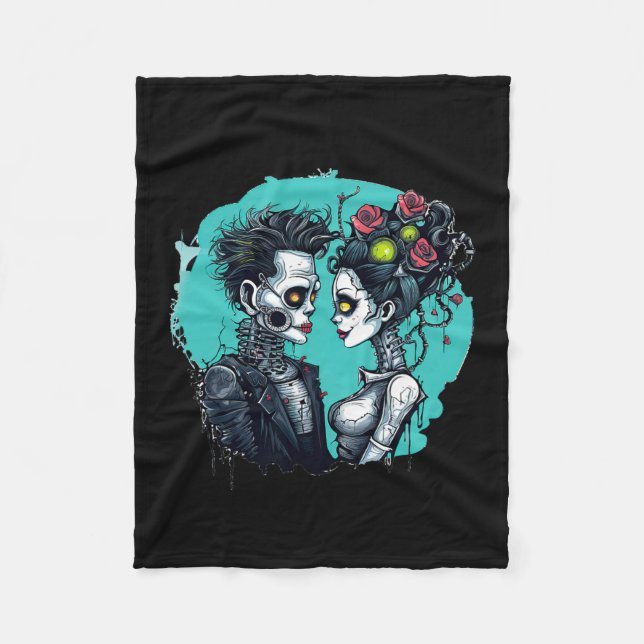 Halloween Älskare Frankenstein Skeleton Fleecefilt (Framsidan)