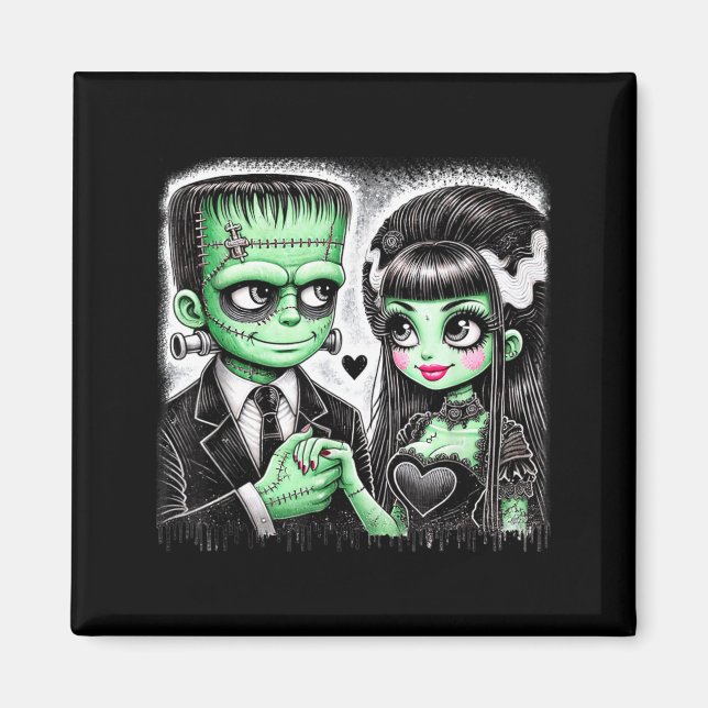 Halloween-älskare Frankenstein-skelett för män Magnet (Framsidan)