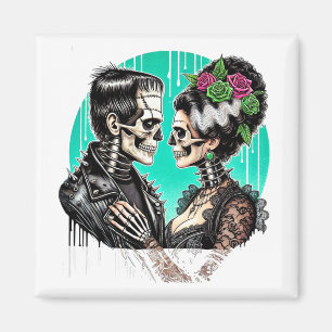 Halloween-älskare Frankensteins skelett för män oc Magnet