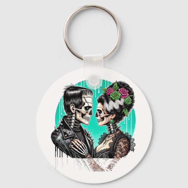 Halloween-älskare Frankensteins skelett för män oc Nyckelring (Framsida)