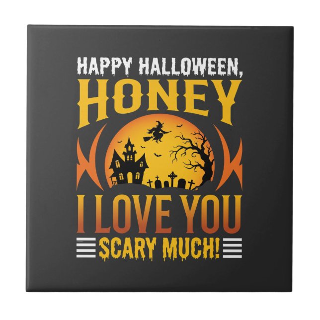 Halloween Älskling Jag älskar dig jättekär Kakelplatta (Framsidan)