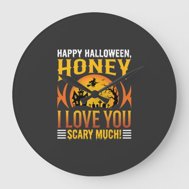 Halloween Älskling Jag älskar dig jättekär Stor Klocka (Framsida)