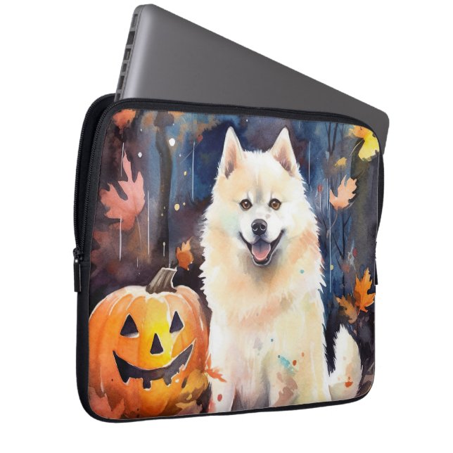 Halloween American Akita med pumpor Scary Laptop Fodral (Framsidan Höger)