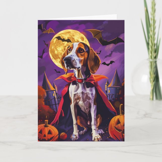 Halloween American English Foxhound Pumpa Skräckin Kort (Framsida)