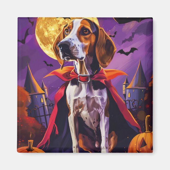 Halloween American English Foxhound Pumpkin Scary Magnet (Framsidan)