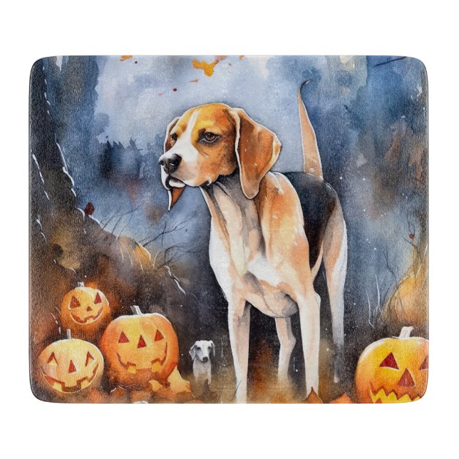 Halloween American English Foxhound with Pumpkins (Framsidan)