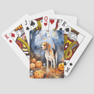 Halloween American English Foxhound with Pumpkins Casinokort