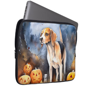 Halloween American English Foxhound with Pumpkins Laptop Fodral