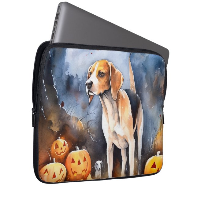 Halloween American English Foxhound with Pumpkins Laptop Fodral (Framsidan Höger)