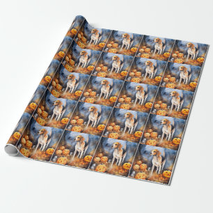 Halloween American English Foxhound with Pumpkins Presentpapper
