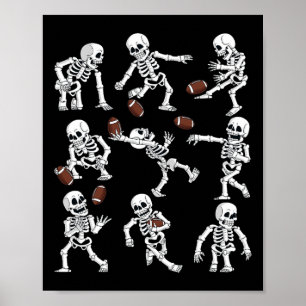 Halloween American Football Skeletons Funny Manar Poster