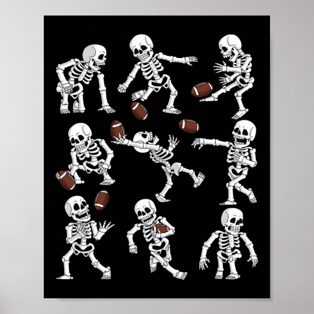 Halloween American Football Skeletons Funny Manar  Poster (Framsidan)