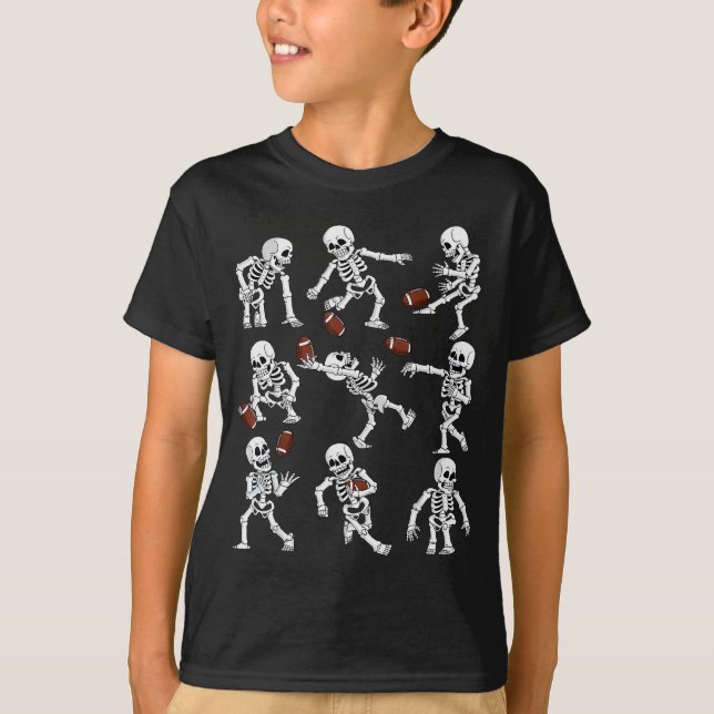 Halloween American Football Skeletons Funny Men Bo T Shirt (Framsida)
