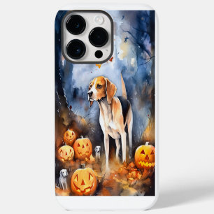 Halloween Amerikansk engelsk rävhund med pumpor