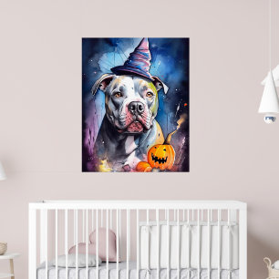 Halloween Amerikansk Staffordshire Terrier Med Pum Poster