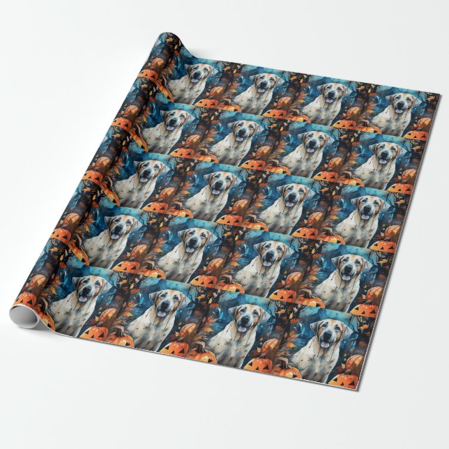 Halloween Anatolian Shepherd Med Pumpa Skräckinjag Presentpapper (Utrullad)