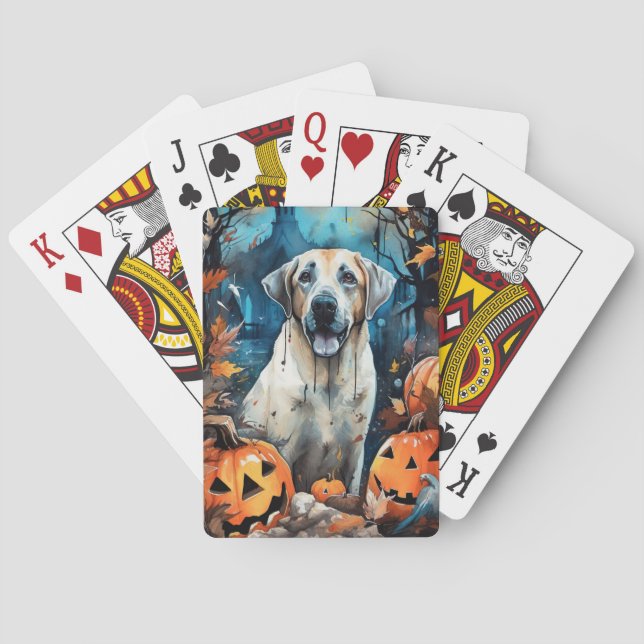 Halloween Anatolian Shepherd med Pumpkins Scary Casinokort (Baksidan)