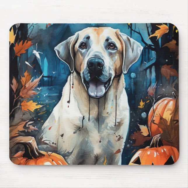 Halloween Anatolian Shepherd med Pumpkins Scary Musmatta (Framsidan)