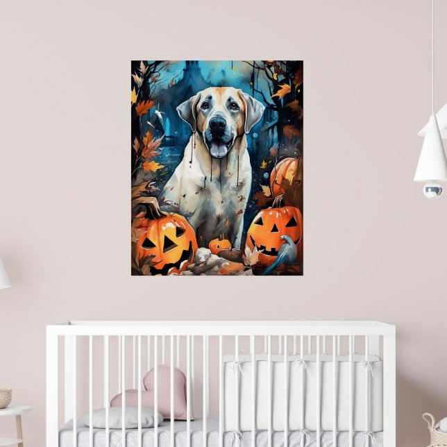 Halloween Anatolian Shepherd med Pumpkins Scary Poster (Barnkammare 2)