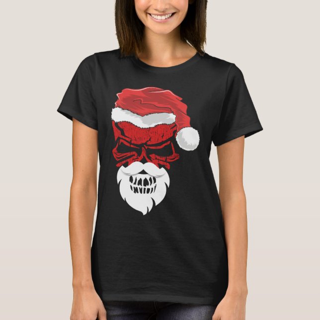 Halloween and Christmas Skull Graphic Tees Hallowe T Shirt (Framsida)