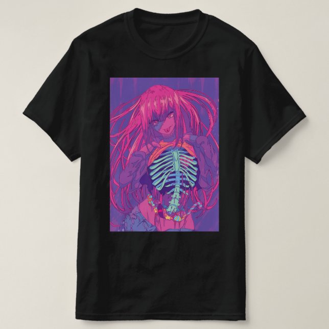 Halloween Anime Spooky Anime Girl Waifu Scary T Shirt (Design framsida)