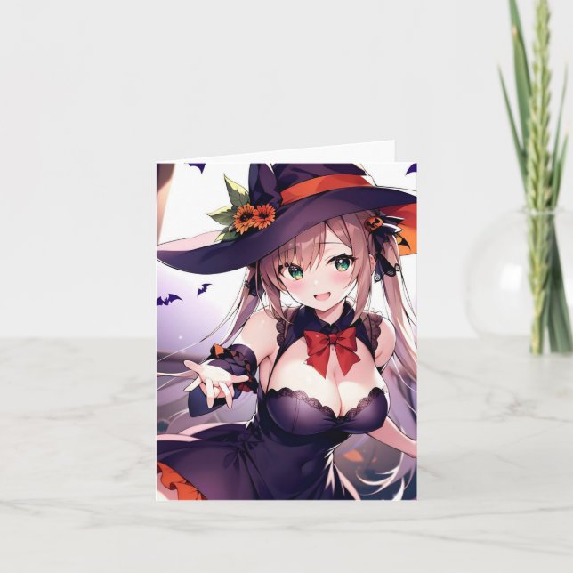 Halloween Anime U Faltad HögtidsKort Helgkort (Framsida)