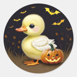 Halloween Anka med Pumpkin Sticker Runt Klistermärke