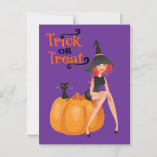 Halloween Anpassad Whimsical Söt Häxa Lila Vykort