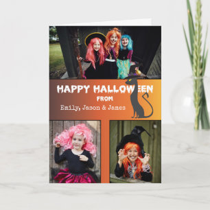 Halloween Anpassningsbar 3 Svart foto Namn-katt Kort