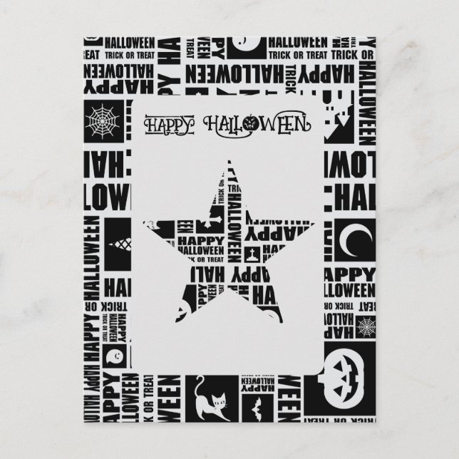 Halloween-Anpassningsbar Coola Whimsical Typograph Vykort (Framsida)