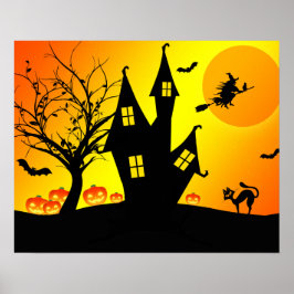 Halloween Anpassningsbar Coola Whimsical Witch Ora Poster