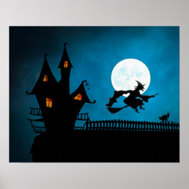 Halloween Anpassningsbar Coola Whimsical Witch Sil Poster