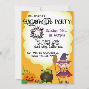 Halloween Anpassningsbar Cute Whimsical Funny Oran Inbjudningar