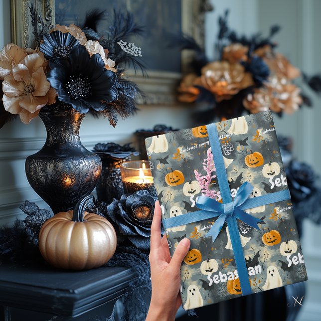 Halloween-Anpassningsbar med Pumpkins och Spöken Presentpapper (Skapare uppladdad)