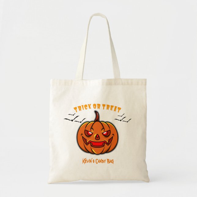 Halloween Anpassningsbar Scary Jack-O-Lantern Cand Tygkasse (Framsidan)
