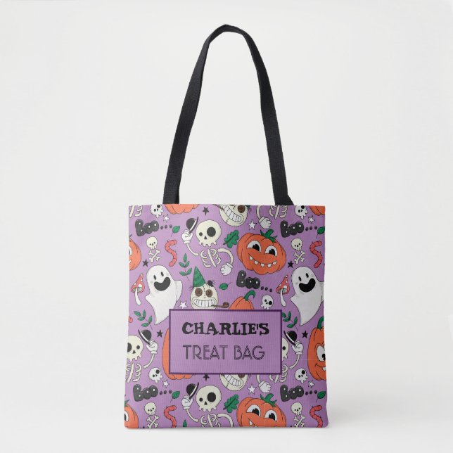 Halloween Anpassningsbar Treat & Candy Tote Bag Tygkasse (Framsida)