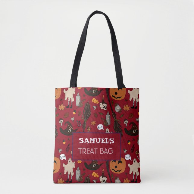 Halloween Anpassningsbar Treat & Candy Tote Bag Tygkasse (Framsida)