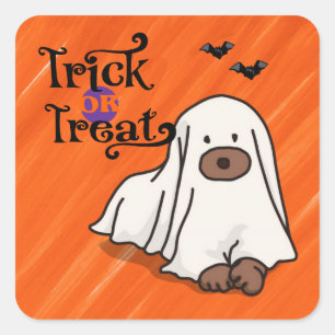 Halloween-Anpassningsbar Viktigt Rolig hund Orange Fyrkantigt Klistermärke