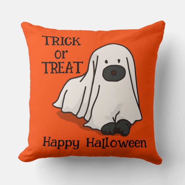 Halloween-Anpassningsbar Viktigt Rolig hund Orange Kudde (Framsida)