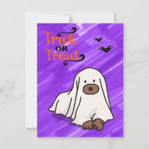 Halloween Anpassningsbar Whimsical Cute Ghost Hund Vykort