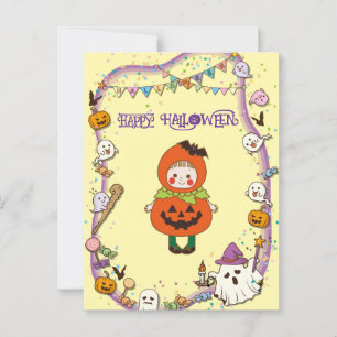 Halloween Anpassningsbar Whimsical Cute Pumpkin Gi Vykort