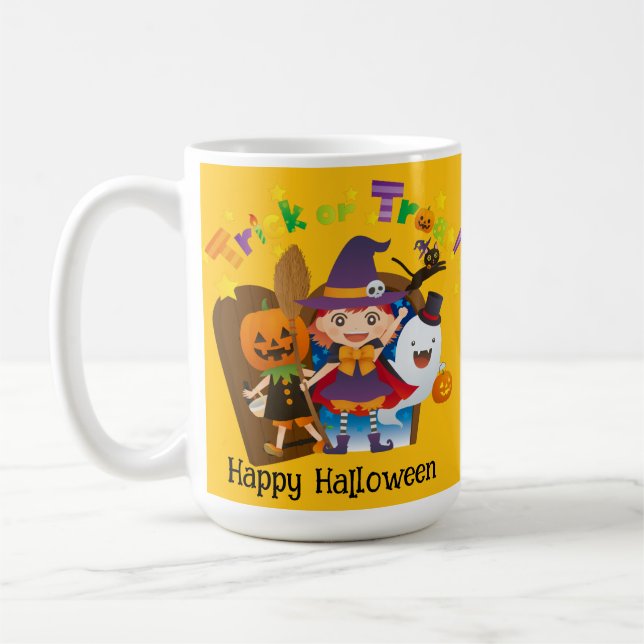 Halloween Anpassningsbar Whimsical Cute Witch Oran Kaffemugg (Vänster)
